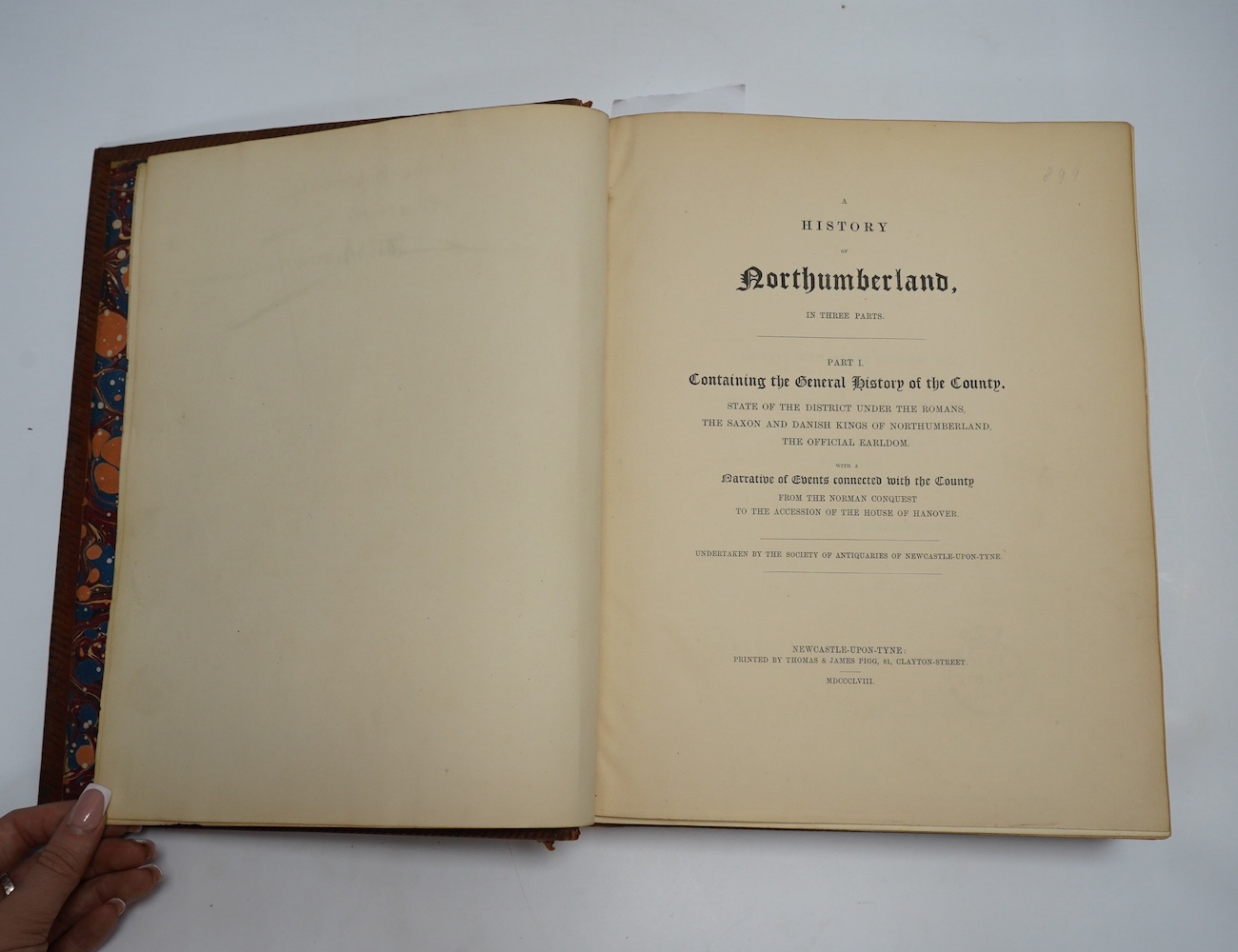 Extra-Illustrated – John Hodgson – A History of Northumberland in Three Parts, 3 parts in 5 vols. [Part 1-Part 2, vols. 1 and 2, lacking vol. 3- Part 3, vols. 1 and 3 only], 4to, engraved plates, including 13 double-page